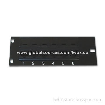 6 Port 5-inches Cat5e/6 Patch Panel, Made of Cold-rolled Steel + PC